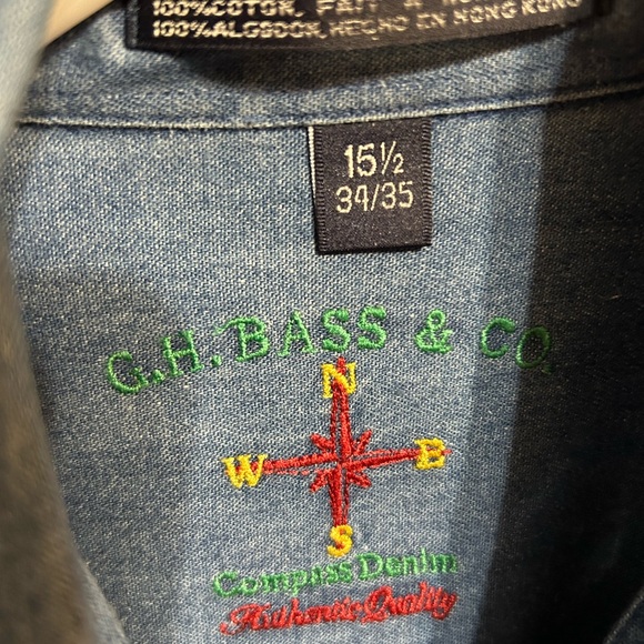 G.H. Bass & Co. ⚜️ Compass Denim Button Down Long Sleeved Shirt - Picture 6 of 6